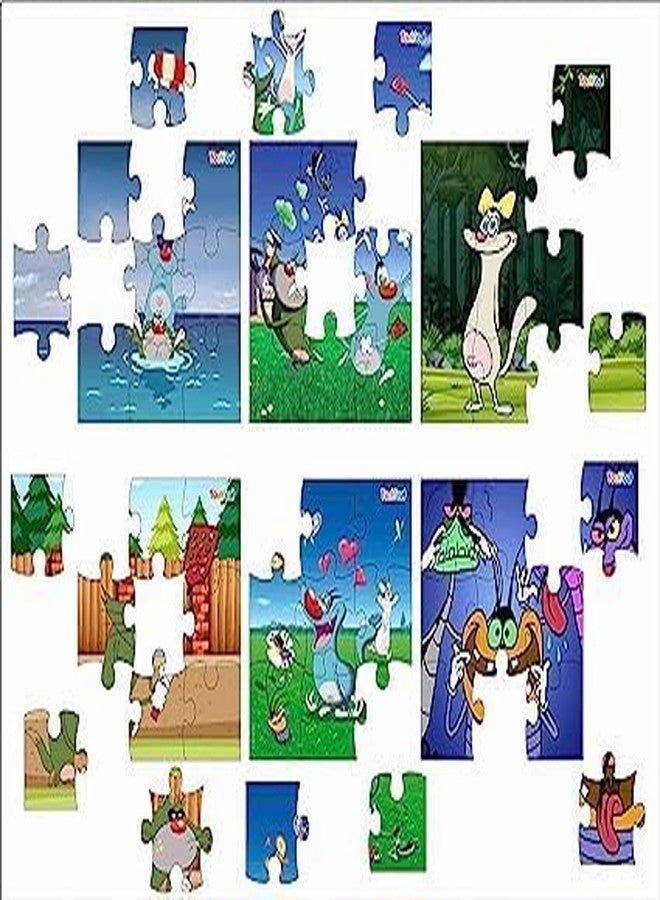 TodFod Wooden Jigsaw Puzzles Toy for Kids & Children 54 Pieces 6 in 1 Age 3+ Jigsaw Puzzles Educational Toy for Cognitive Development Anime Cartoon Characters (Set of 2) (Shinchan & Oggy) - Image 3